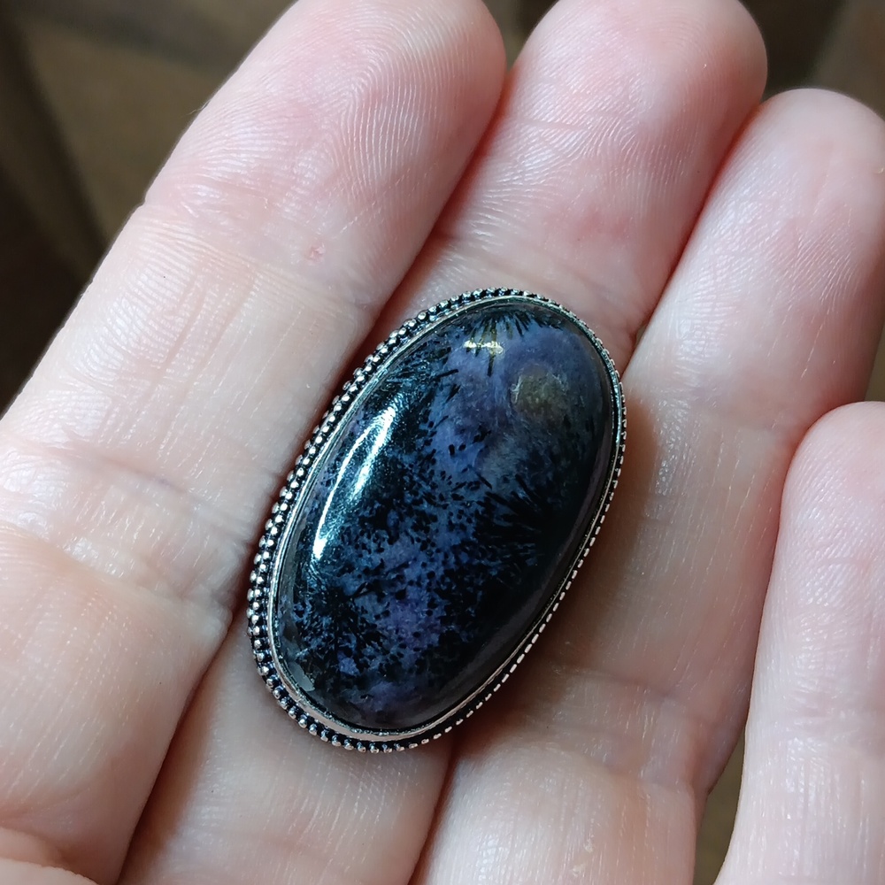 Hand Crafted Purple Cheroite Stone Ring Size 9.5 Marked 925 - Picture 5 of 5